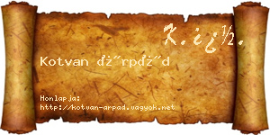 Kotvan Árpád névjegykártya