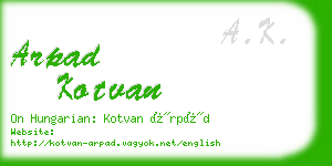 arpad kotvan business card